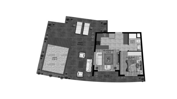 Планировка квартиры 1 спальня в ЖК ETERNIA № 11007 (2D)