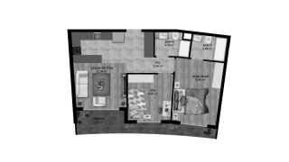 Apartment floor plan, 1 bedroom in ETERNIA No. 11008