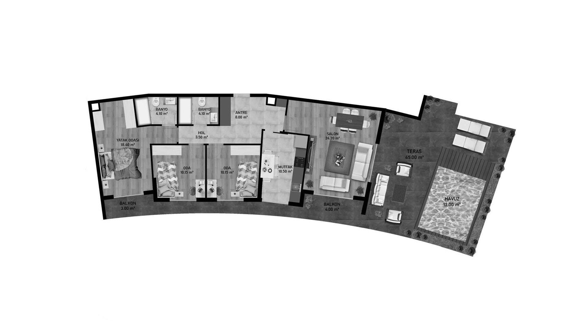 Property floor plan, 3 bedrooms in ETERNIA No. 11011